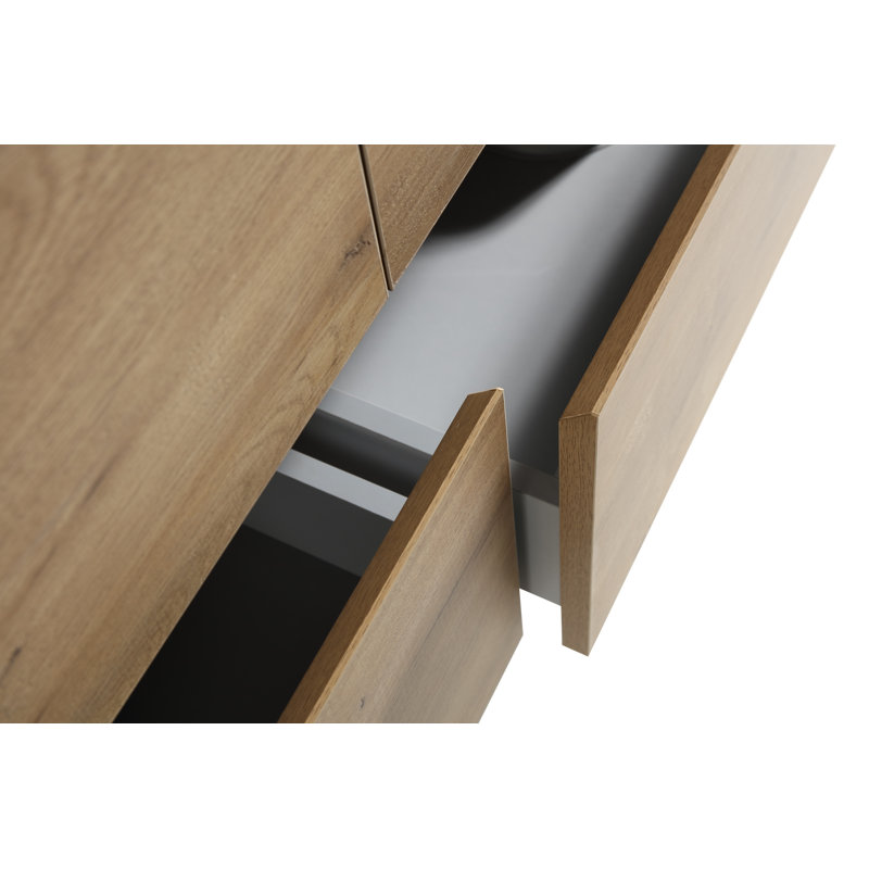 Seavy 58.6'' Double Bathroom Vanity with Acrylic Top, Oak