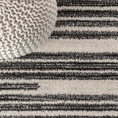 Augie Modern Berber Stripe Cream/Black Rug