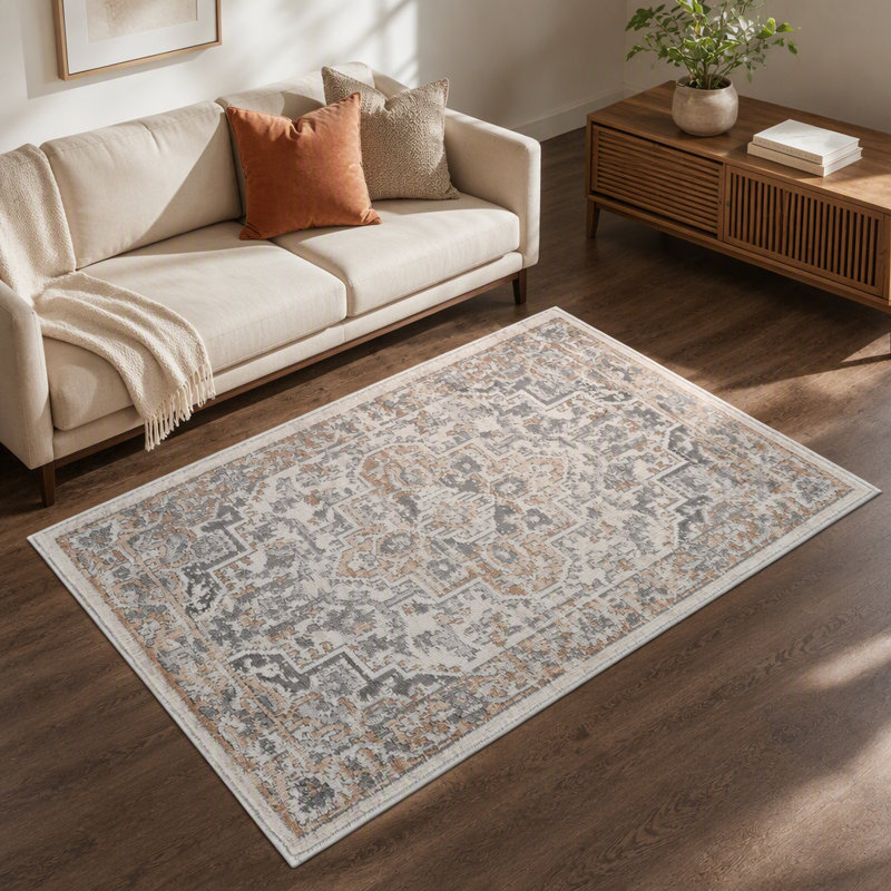 Loom & Luxe Collection 2X3 Ivory/Beige/Oriental Non-Shedding Living Room Bedroom Dining Home Office Stylish And Stain Resistant Area Rug