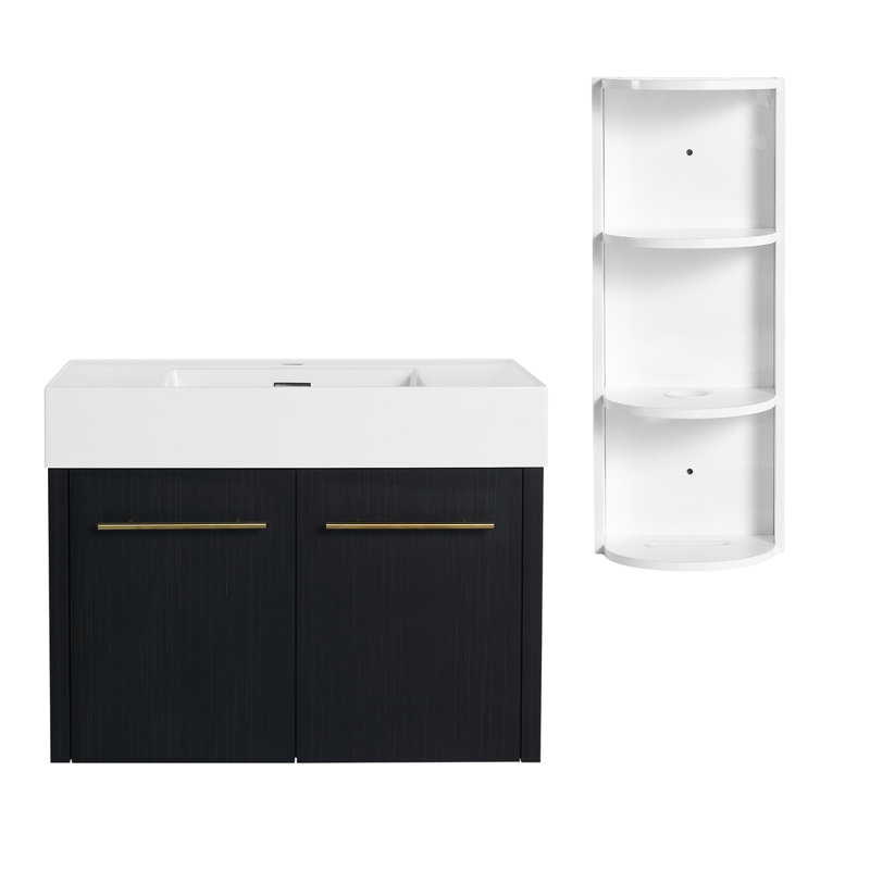 Meuble-lavabo mural 30 po avec lavabo et support de rangement