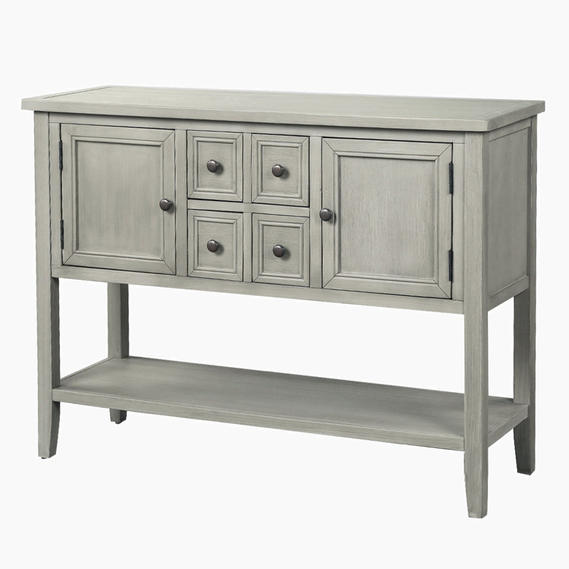 Armoire d'appoint en bois massif Delfausse, Gris antique