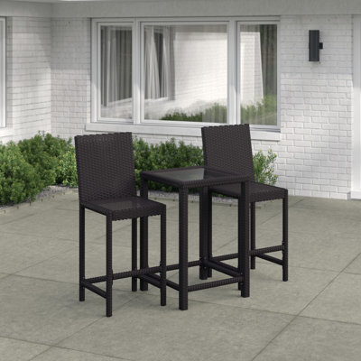 Corlane 2 - Person Wicker Patio Dining Set with Square Table