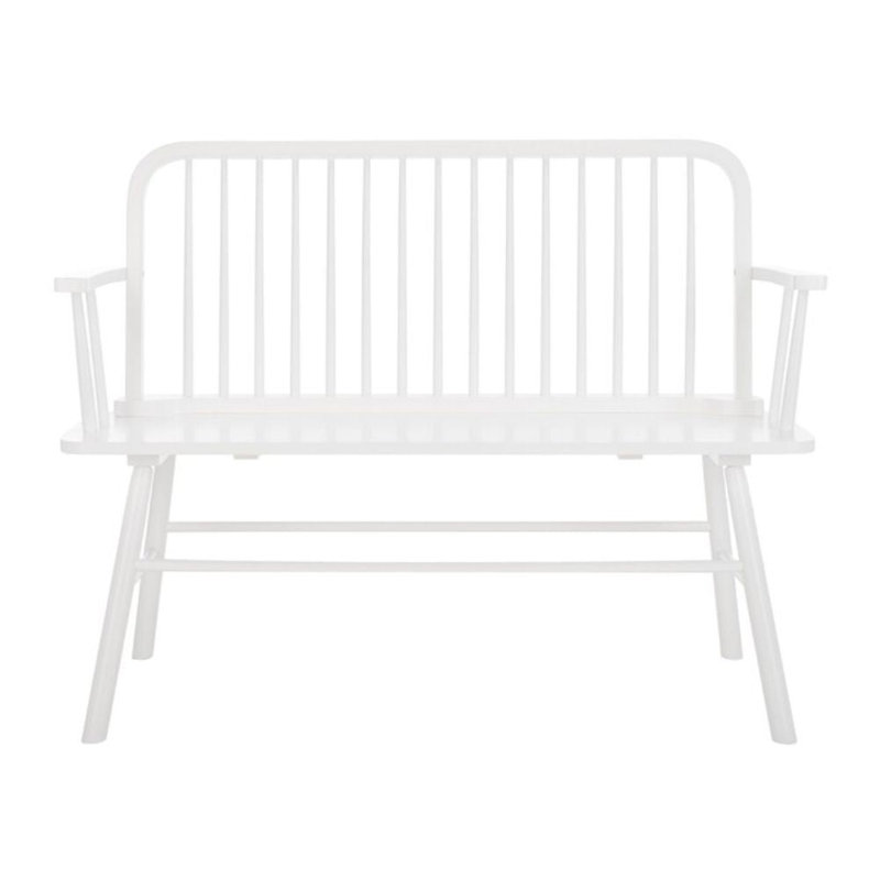 Leshae Solid Wood Bench, White, 35.2" H x	46.7" W x 19" D