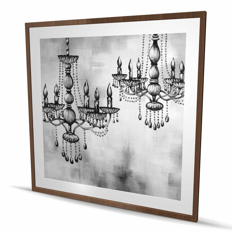 Deux lustres en cristal - décor de bureau encadré noir, H 48 po x l 48 po