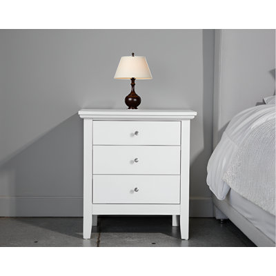 Lausanne White 3 Drawers Nightstand