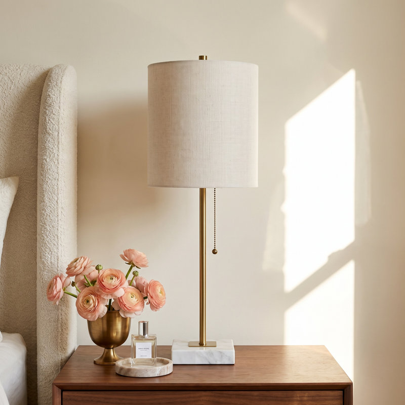 Reed Table Lamp, Antique Brass