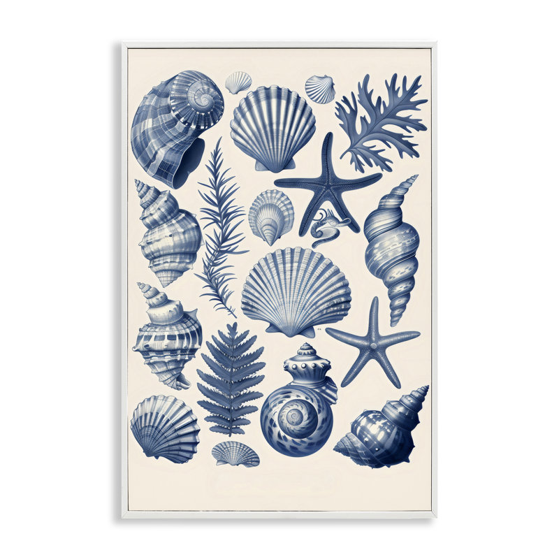Conch & Creature Collection Framed Giclee, design by LSR Design Studio, 18" H x 12" W, Coastal White Framed Giclee