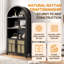 Armoire de rangement arquée de 70 po avec portes en rotin boho et tablettes réglables, grand garde-manger pour le salon de la cuisine