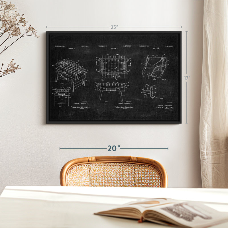Brevet «Soccer Table BW vernis sur toile», H 17 po x l 25 po