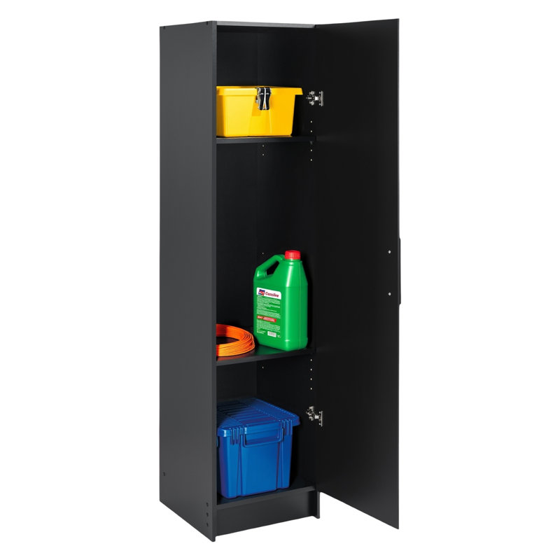 Grande armoire de rangement Watse simple de 65 po de hauteur avec 2 tablettes réglables, idéale pour la salle de bain, le garde-manger, la cuisine, le bureau personnel et l'organisation de la lessive, idéale pour les espaces étroits: l 16 po x H 65 po x P 16 po, noir