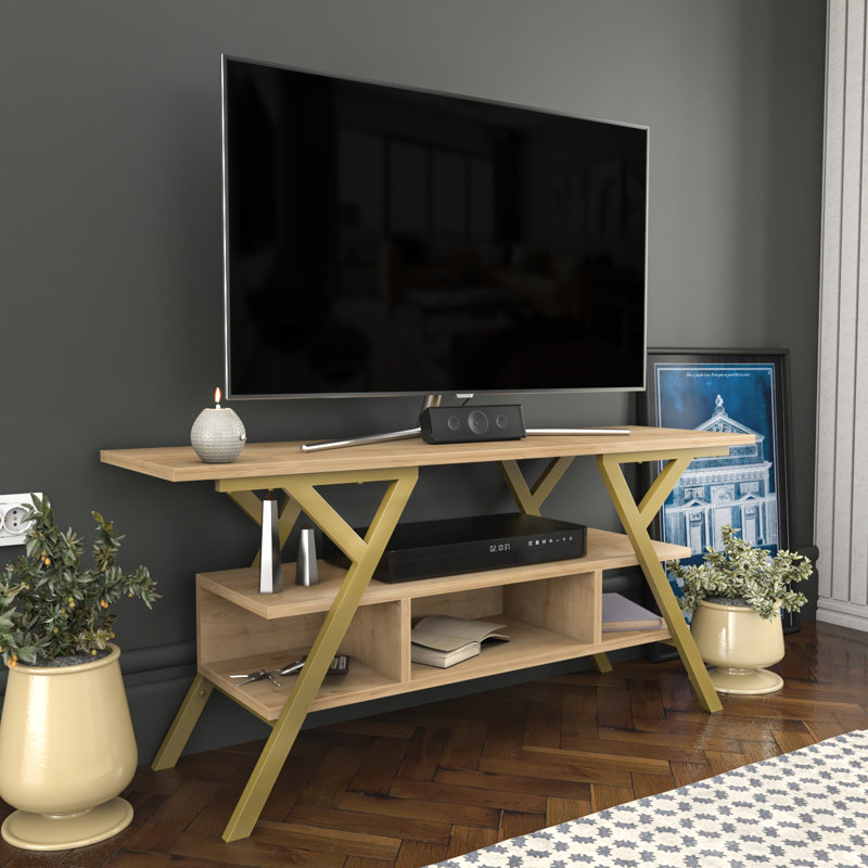Meuble télé pour téléviseur de 50 po ou moins Tolchester, Doré / chêne