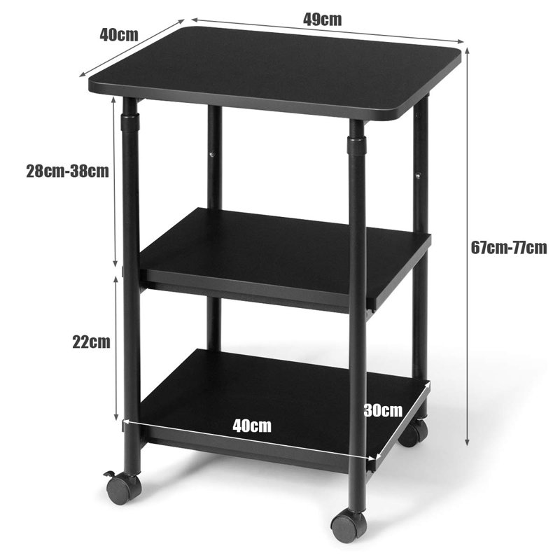 Lemley 67cm H x 49cm W Utility Cart with Wheels, Black