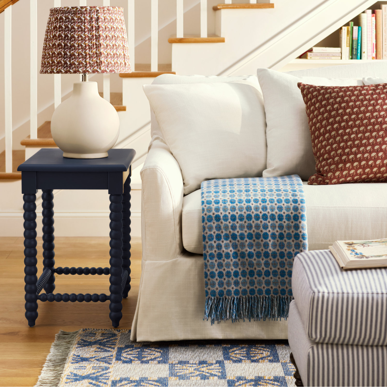 Louisa Solid Wood End Table, Navy