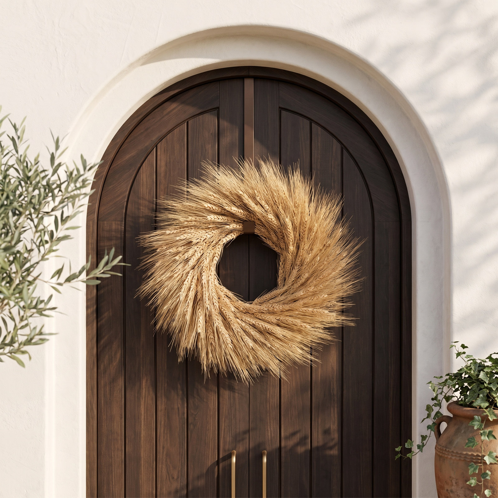 18" Preserved Fall Wheat Grass Wreath