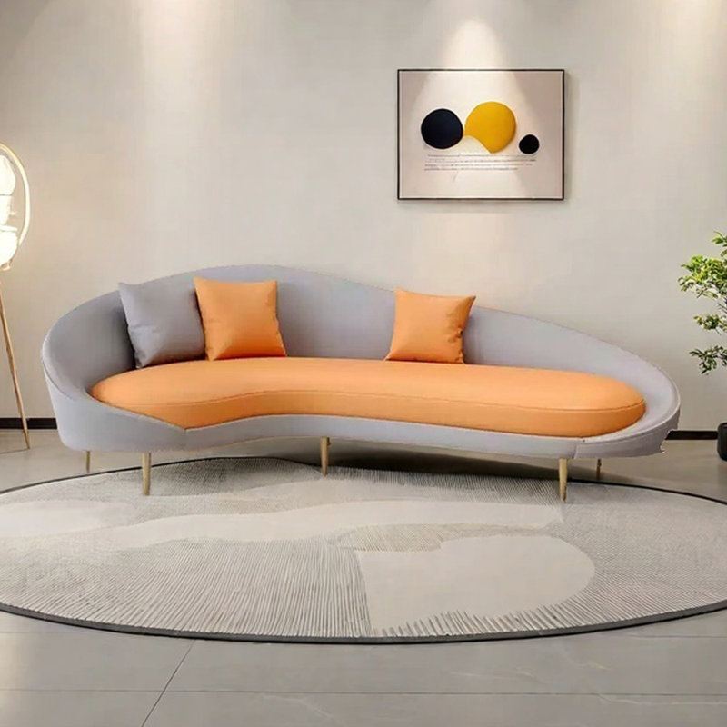 Chaises longues confortables en similicuir de bureau incurvées Comfy, Orienté à gauche (vu de face), Orange / gris