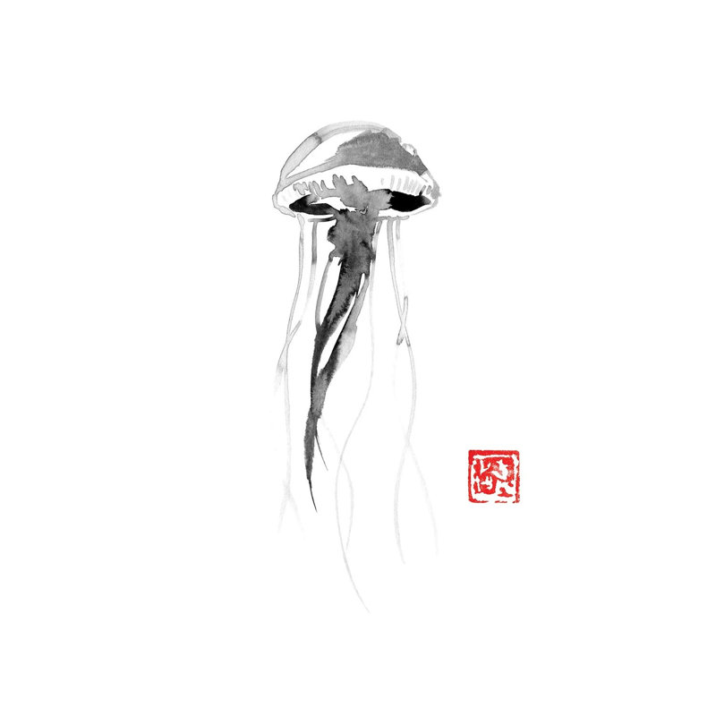 Jellyfish by Péchane - Painting on Canvas, Wrapped Canvas, 66.04 cm H x 45.72 cm W x 1.91 cm D