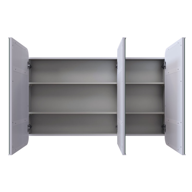 Three Door Steel Frame Square Shape Medicine Cabinet, White