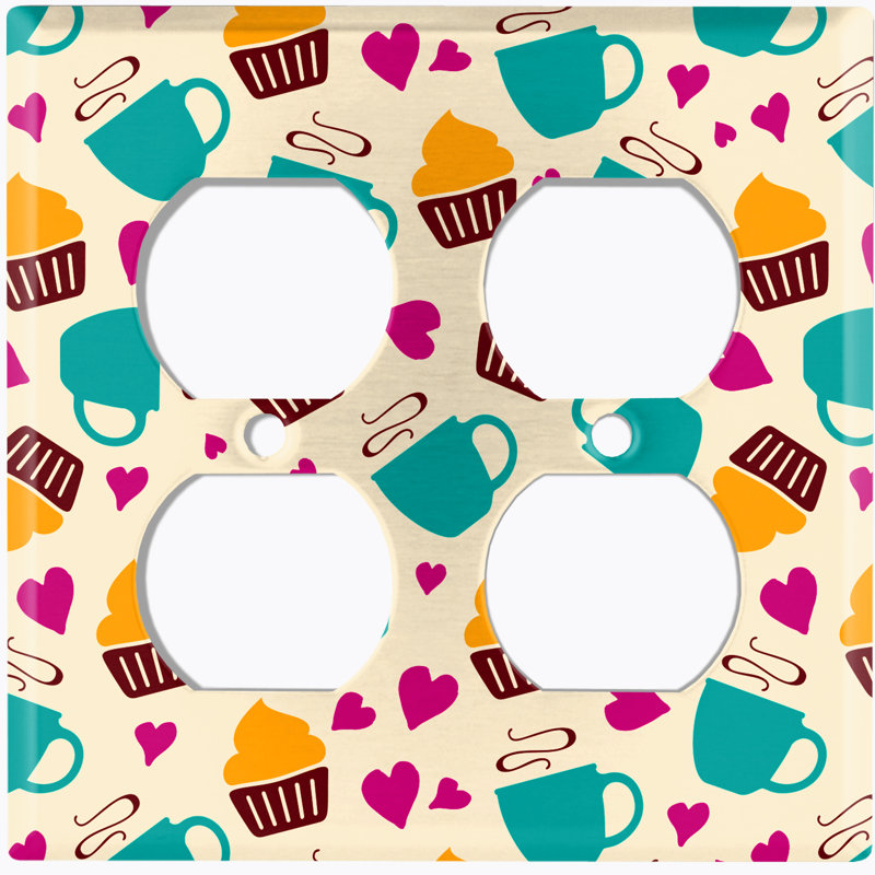 Plaque murale murale à 2 compartiments Coffee Cups Cupcake Heart Cream