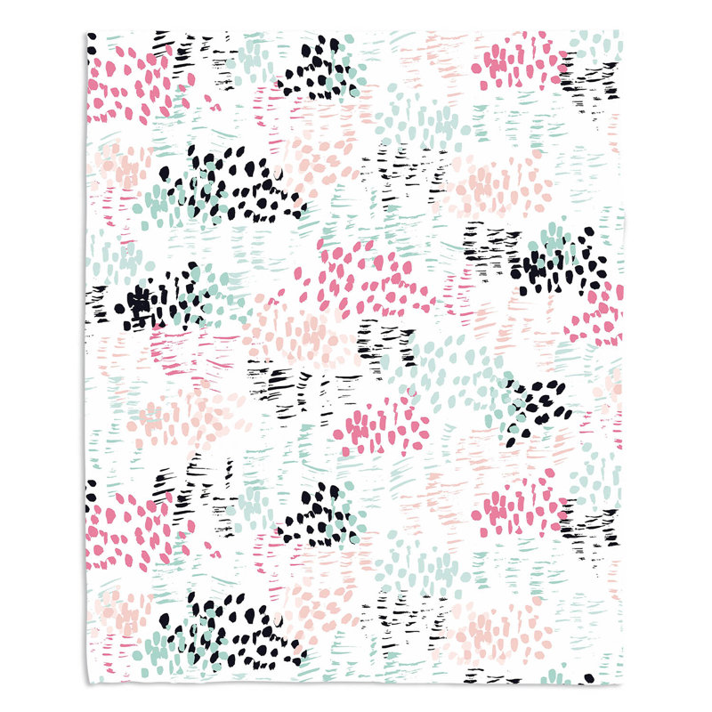  Couverture à pois et lignes, 51 po x 60 po, Menthe