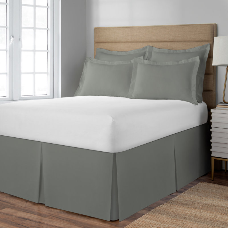 Afia Microfiber Bed Skirt Easy Fit Around Wrinkle Free, Fade Resistant, 16" Drop Length, King, Dark Grey