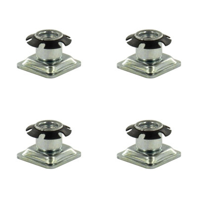 Outwater Industries Metal Threaded Single Star Type Leveler Inserts For 7/8 Inch Square Tubing, Heat Treated Steel And Zinc Plated Base, Fits Square 16-18 Gauge Tube, Thread: 5/16-18, 4 Pack