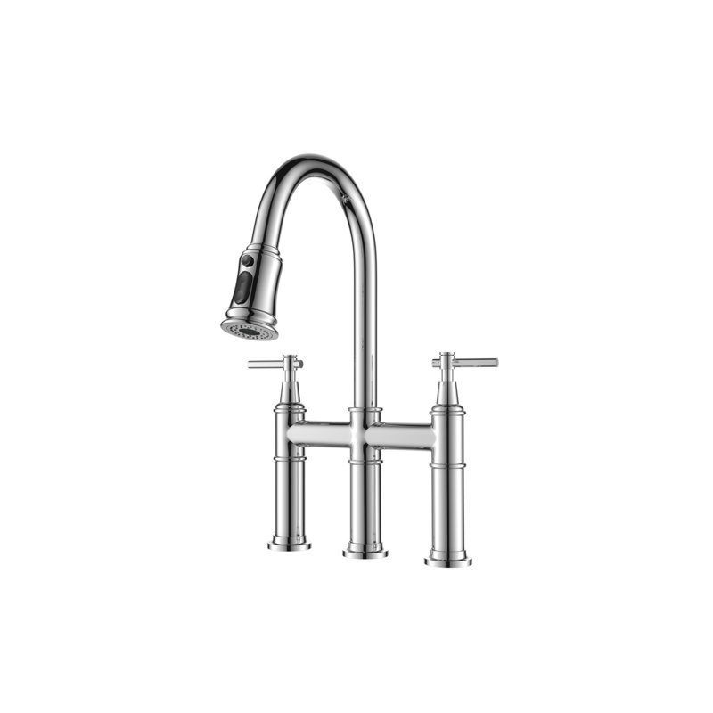 Bridge Kitchen Faucet With Pull-Down Sprayhead In Spot, Chrome
