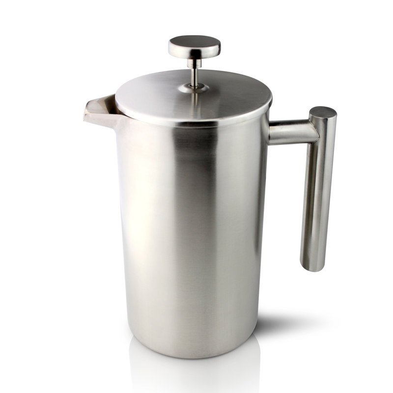 Café Olé 12 Cup Double Walled Straight Sided Cafetiere, Sliver, 0.3 L - 3 cups