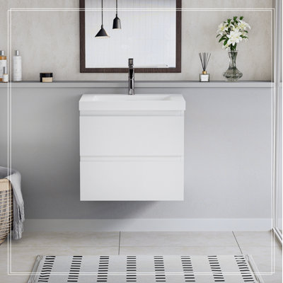 Meuble-lavabo mural 24 po avec lavabo, meuble-lavabo mural moderne