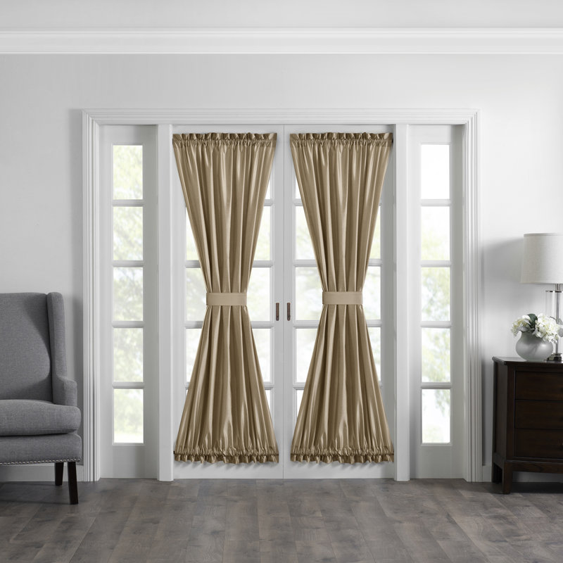 Mullan Polyester Light Filtering French Door Curtain Panel, Gold