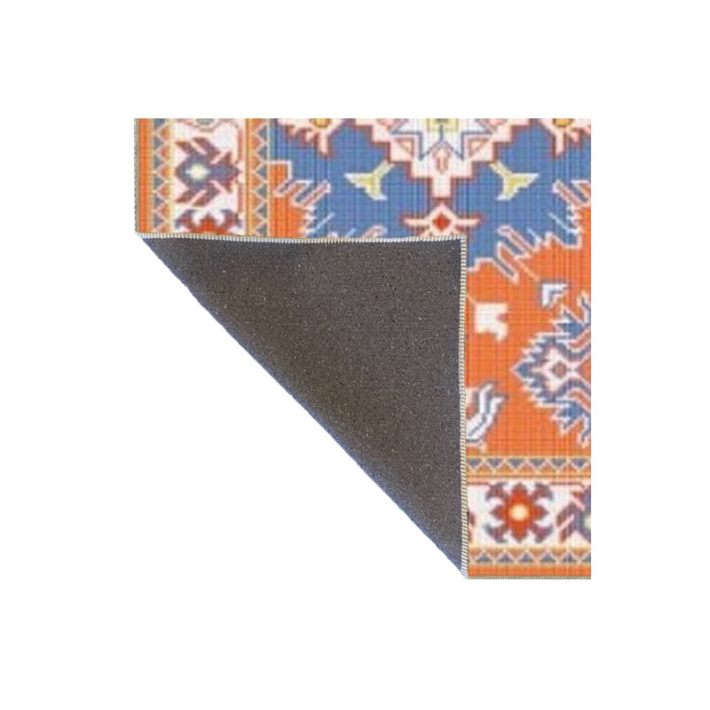 Tapis décoratif orange géométrique lavable, Sous-tapis rectangulaire de 3 pi 3 po x 4 pi 11 po