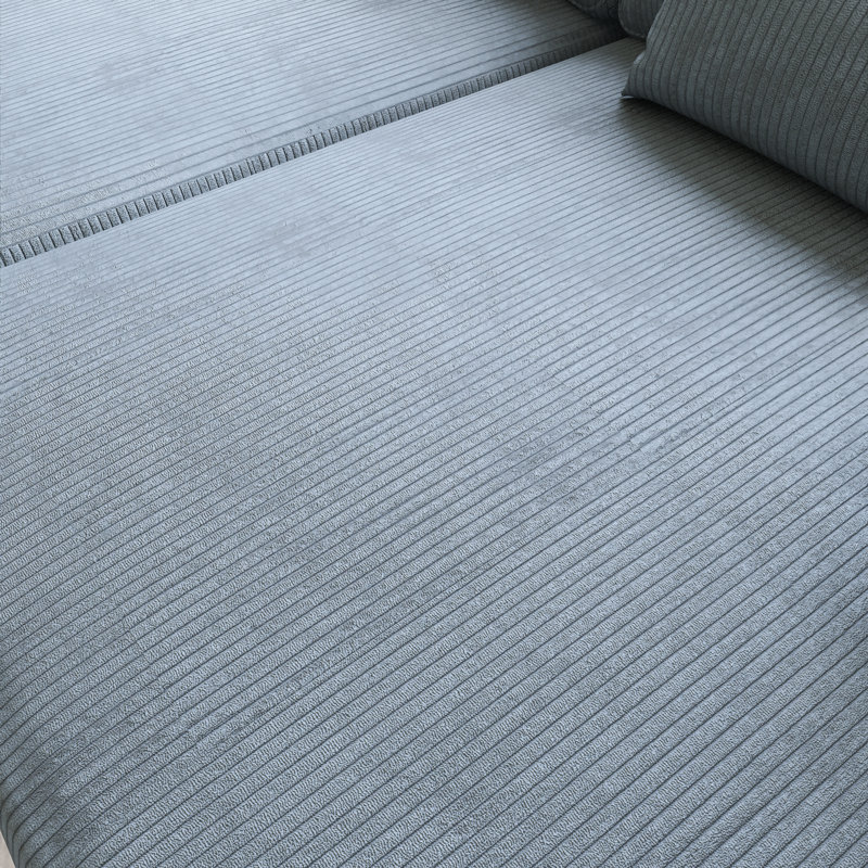 65'' Gray Polyester Corduroy Double Sofa Bed, Gray
