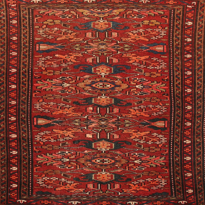 Tapis rouge/beige/brun traditionnel Tanmay, Rond 8 pi
