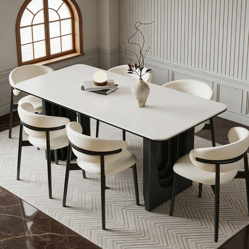 Table de salle à manger rétro, 7 pièces : table, 6 chaises, H 29,53 po x l 78,74 po x P 35,43 po