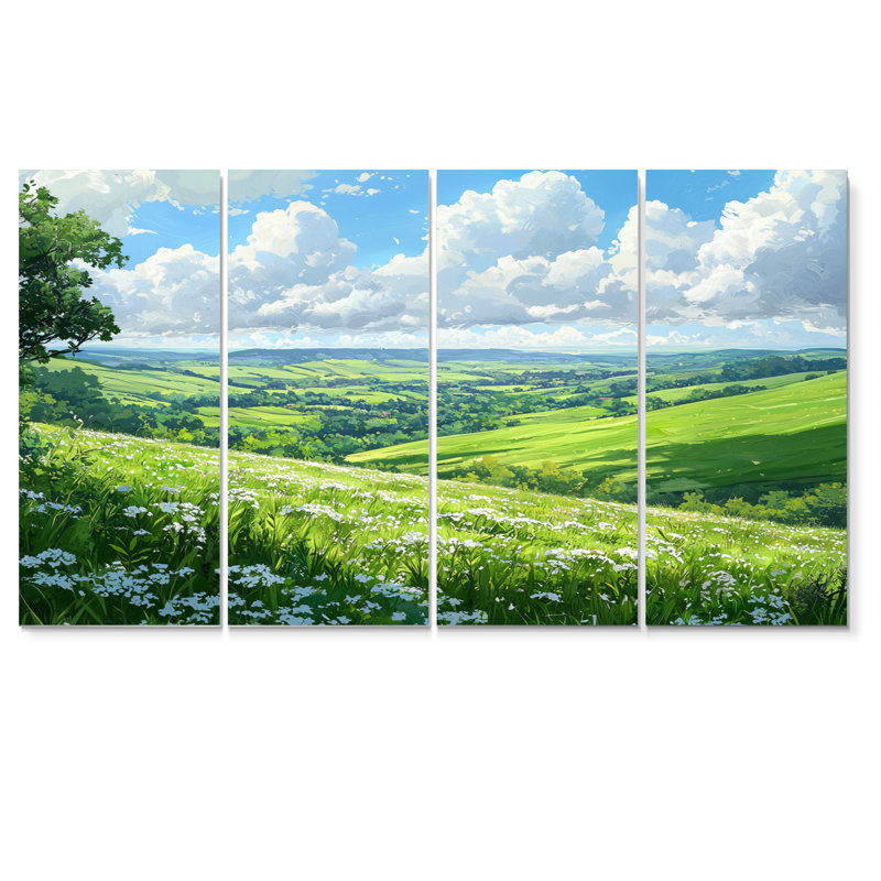 «Countryside At High Noon II», art mural campagne - ensemble d'art mural campagne, H 28 po x l 48 po, 4