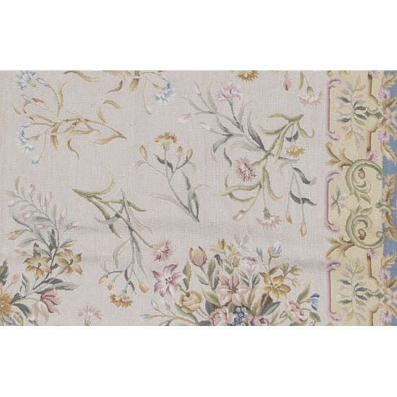 Hand-Knotted High-Quality Ivory and Gold Area Rug