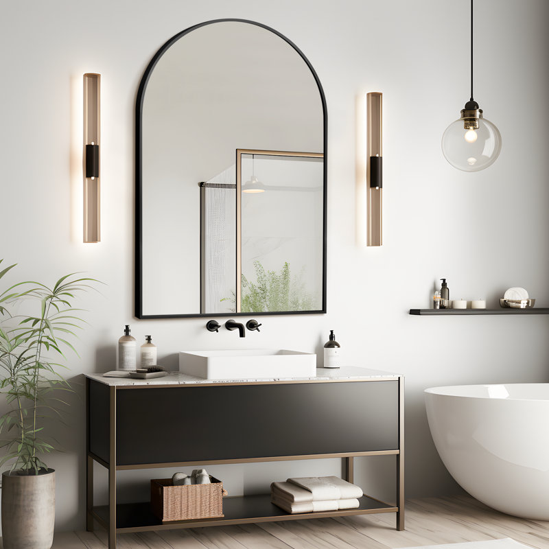 Miroir de salle de bain Apte, Noir, 36 po x 24 po, Individuel