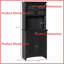 Buffet noir avec huche - Armoire de rangement pour garde-manger avec portes en verre encadrées, tiroir et espace pour micro-ondes-331819603