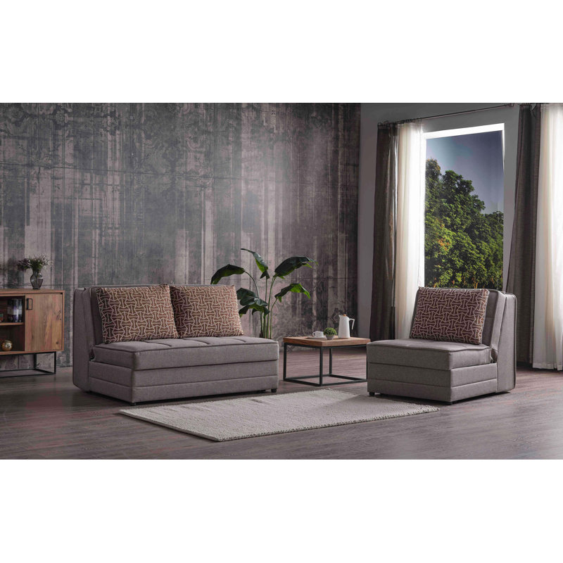 Fauteuil rembourré convertible avec rangement, Beige