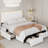 Color: Gray Bed+ Gray Nightstands 4-Drawer PU Storage 3-Piece Bedroom Set-1880304826-1912064863