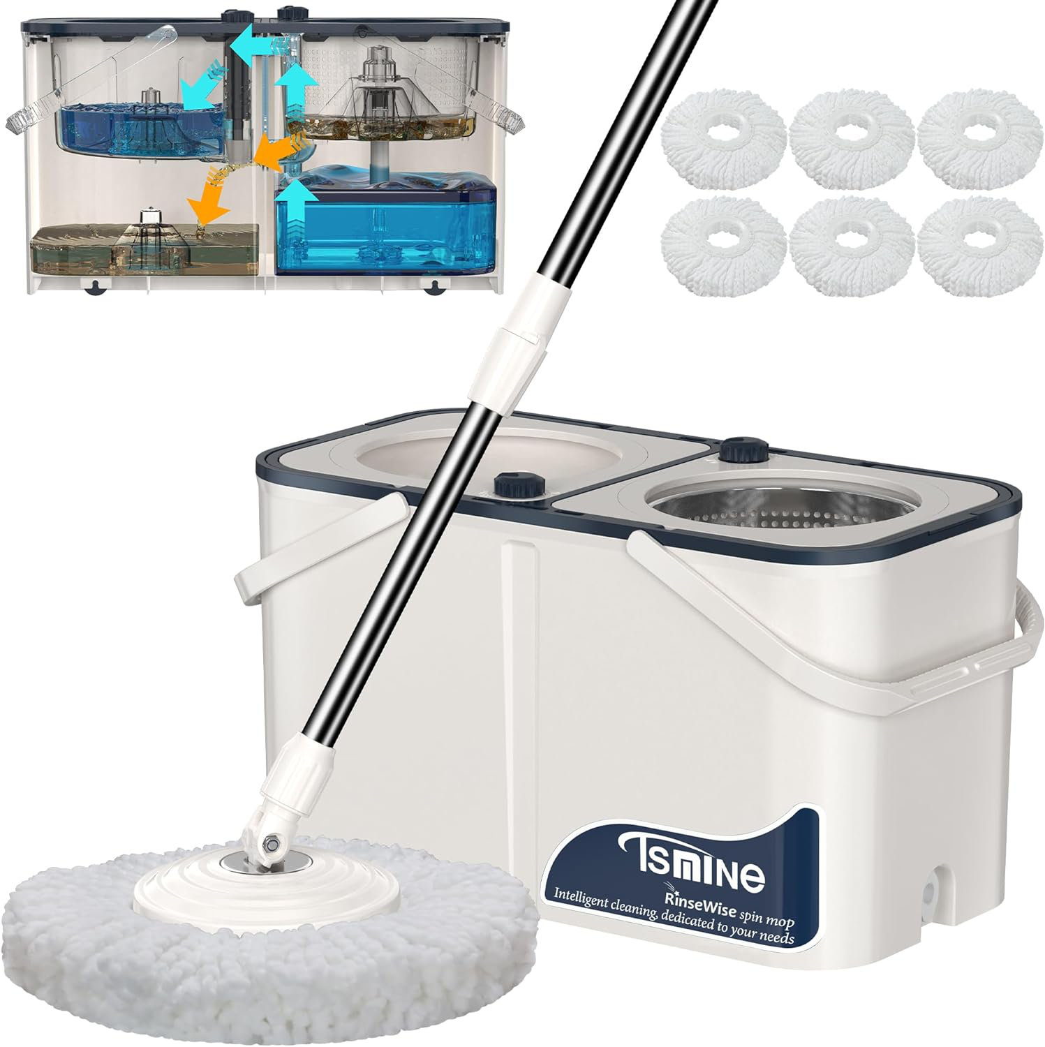 Tsmine Mop Bucket Separate Dirty and Clean Water | Wayfair