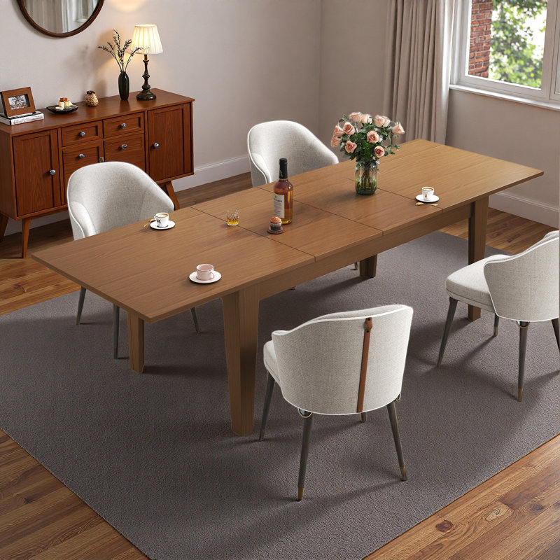 70-106In Large Extendable Kitchen Table, Wooden Rectangular Dining Table Suitable For 6~8 People, Oak, Oak