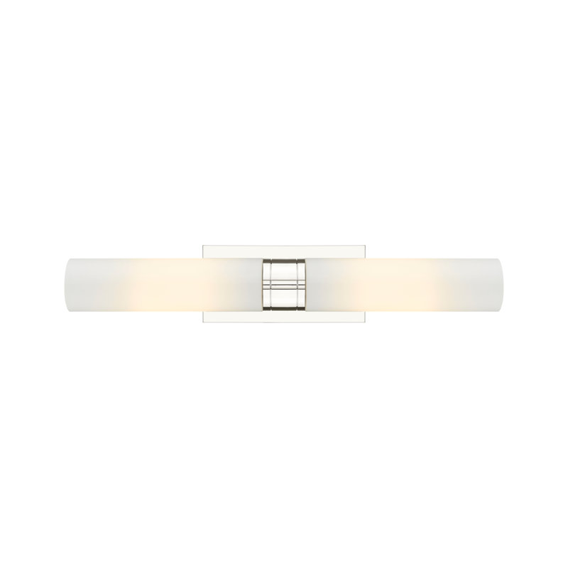 Luminaire de meuble-lavabo mural 2 lumières 11 po Amalle, Blanc, Nickel poli, 3" H x 24" W x 3.88" D