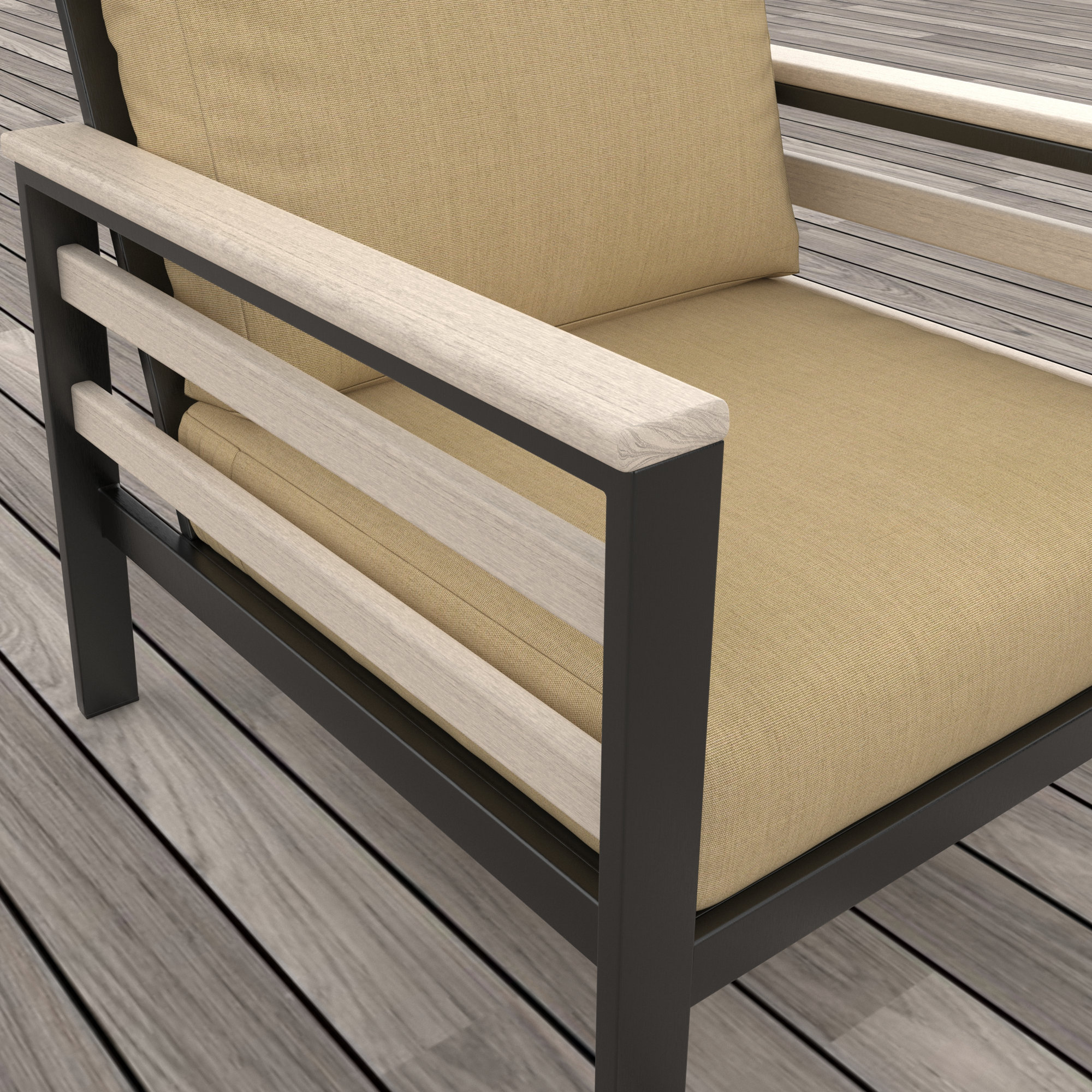 Townsend Patio Chair with Sunbrella® Cushions, Sunbrella Cavnas Heather Beige, White