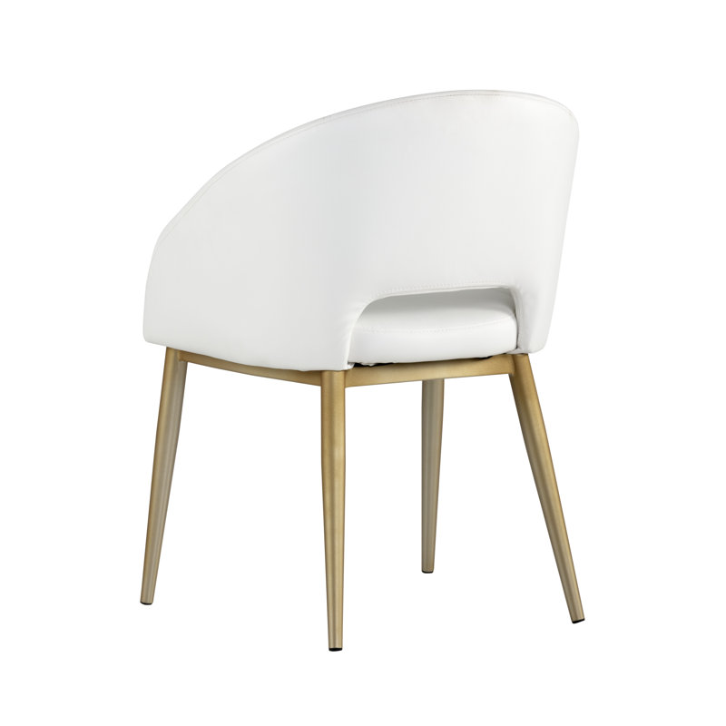 Urban Unity Upholstered Arm Chair, Onyx Faux Leather, Antique Brass