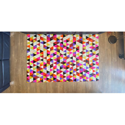 Fessler Rectangle 150 cm x 210 cm Geometric Cowhide Area Rug
