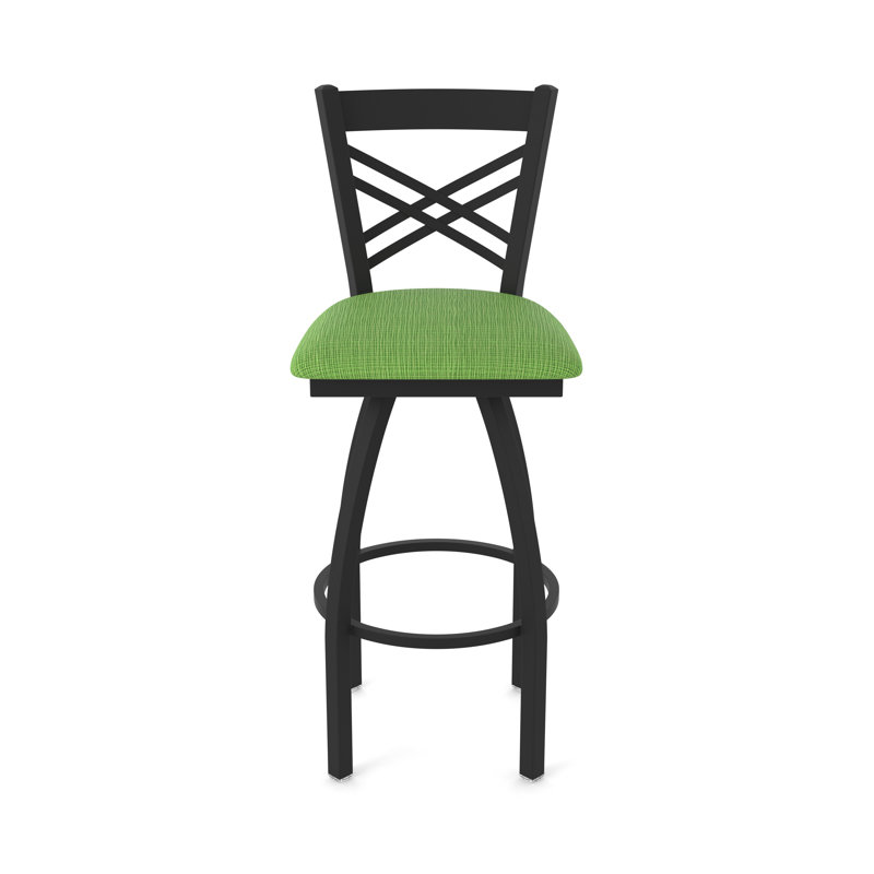 Catalina 36" Swivel Bar Stool, Fabric-Graph Parrot, Black Wrinkle