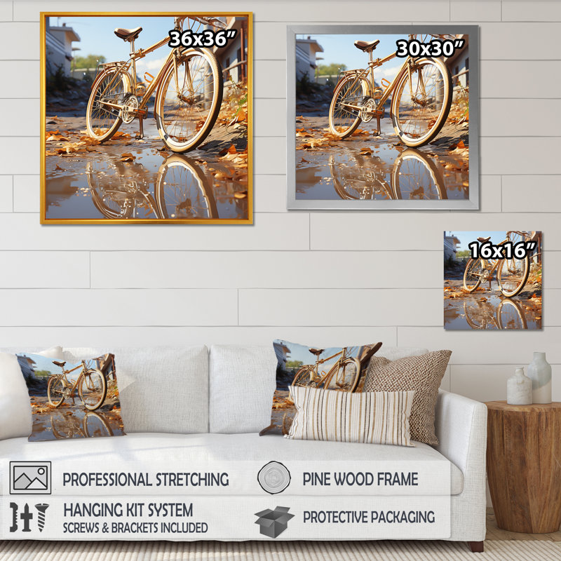 Or sur roues, impression sur toile, H 16 po x l 16 po x P 1 po, Cadre photo blanc