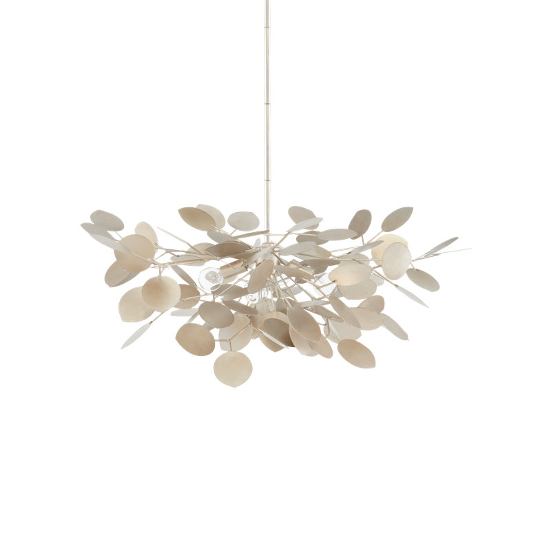 Lunaria 4 - Light Chandelier, Contemporary Silver Leaf