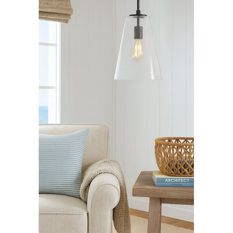 Luminaire suspendu conique à 1 lumière Evanne, Noir satiné