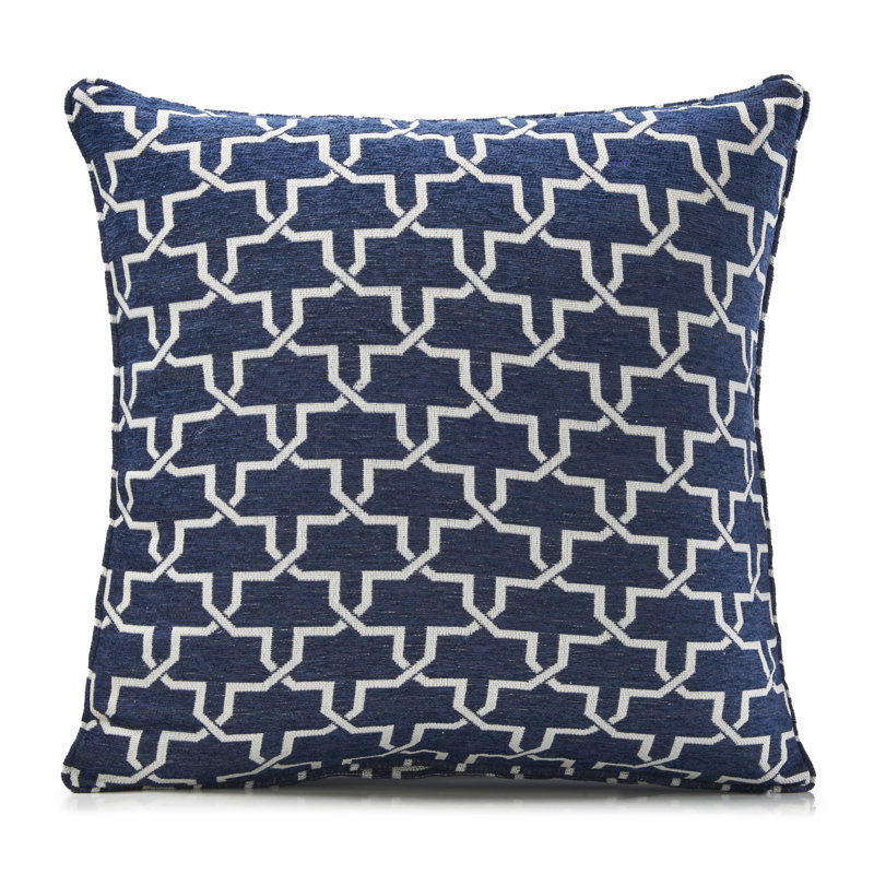 Nida Abstract Square Euro Cushion Cover, Navy, 55cm H x 55cm W x 1cm D